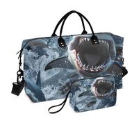 Bolsa de viaje con tiburones feroces que cargan hacia la cámara, bolsa de gimnasio con bolsa de almacenamiento, bolsa de fin de semana, bolsa de noche, para hombres y mujeres, viajes, deportes, yoga,