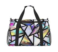 Bolsa de viaje con vidrieras, diseño geométrico arcoíris, gimnasio, para fin de semana, para hombres y mujeres, equipaje de mano ligero para entrenamiento y vacaciones