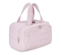 Bolsa de viaje cosmética 4 en 1 Puffy Multi-Functional Toiletry Bag for Women,Large Capacity Wide-Open Travel Cosmetic Bag,for Womentraveling, Essentials Toiletries, rosa