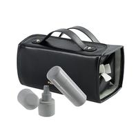 Bolsa de viaje cosmética con compartimentos extraíbles | PU Leather Makeup Brush Holder & Toiletry Organizer | Clear Multi-Compartment Travel Bag for Lipstick, Lip Gloss & Cosmetics, Negro ,