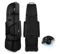 Bolsa de Viaje Cremallera Resistente al Desgaste con Rueda Estuche Golf Plegable Lado Suave(Black)