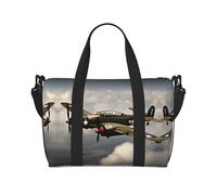 Bolsa de viaje cruzada con cremallera y estampado de avión de la Segunda Guerra Mundial 2 estándar, escala 2_00x, para viajes de fin de semana y compras al gimnasio, Black, Talla única, Bolsa de viaje