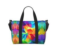 Bolsa de viaje cruzada con diseño geométrico de arcoíris, 41 x 29 x 15 cm, bolsa de viaje para parte inferior de silla, bolsa de viaje, bolsa de noche, bolsa de mano unisex, Black, Talla única