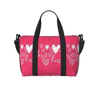 Bolsa de viaje cruzada con estampado de corazón de San Valentín con cremallera, bolso casual para viajes de fin de semana y compras al gimnasio, Black, Talla única, Bolsa de viaje