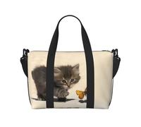 Bolsa de viaje cruzada con estampado de gato y mariposa para adultos, adecuada para viajes, camping, picnics