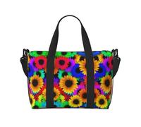 Bolsa de viaje cruzada con estampado de girasol arcoíris adecuada para viajes cortos y entrenamientos de gimnasio