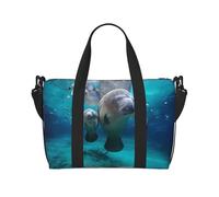 Bolsa de viaje cruzada con estampado de manatíes de las Indias Occidentales, adecuada para viajes cortos y entrenamientos de gimnasio