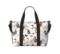 Bolsa de viaje cruzada con estampado de mariposa y gato para adultos, adecuada para viajes, camping, picnics
