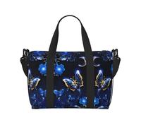 Bolsa de viaje cruzada con estampado de mariposas azules para adultos, adecuada para viajes, camping, picnics