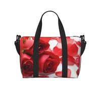 Bolsa de viaje cruzada con estampado de rosas rojas para adultos, adecuada para viajes, camping, picnics