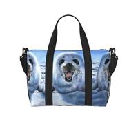 Bolsa de viaje cruzada con estampado de sello de arpa, ideal para viajes cortos y entrenamientos de gimnasio