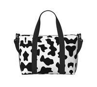 Bolsa de viaje cruzada con estampado de vaca en blanco y negro para adultos, adecuada para viajes, camping, picnics