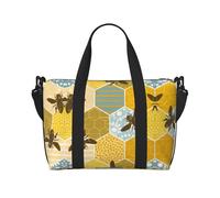 Bolsa de viaje cruzada con estampado geométrico de panal de abeja, adecuada para viajes cortos y entrenamientos de gimnasio