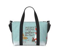 Bolsa de viaje cruzada con texto "Happy Christmas and Happy New Year", 41 x 29 x 15 cm, bolsa de viaje para parte inferior de silla, bolsa de viaje, bolsa de noche, bolsa de mano unisex, Black, Talla