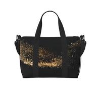 Bolsa de viaje cruzada de fin de semana con estampado de arena dorada y negra para adultos, adecuada para viajes, camping, picnics