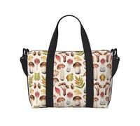 Bolsa de viaje cruzada de fin de semana con estampado de hongos de colores, adecuada para viajes, camping, picnics