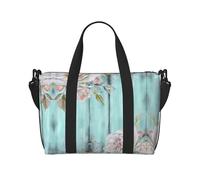 Bolsa de viaje cruzada de fin de semana con estampado floral para puerta de granero, color verde azulado, adecuada para viajes, camping, picnics