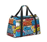 Bolsa de viaje cruzada de mano, bolsa de lona ligera para mujeres y hombres, cabina de avión, gimnasio, playa, fin de semana, Graffiti Cartoon S, Diseño elegante