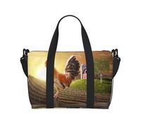 Bolsa de viaje cruzada de mano con diseño de gallo en madera agrícola, bolsa de viaje de un solo hombro, bolsa de deporte y fitness, bolsa de equipaje de viaje