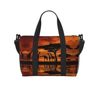 Bolsa de viaje cruzada de mano con diseño de jirafa bajo el árbol en África, bolsa de viaje con un solo hombro, bolsa de deporte y fitness, bolsa de equipaje de viaje