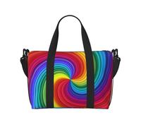 Bolsa de viaje cruzada de mano con diseño de remolino de arco iris, bolsa de viaje para deportes y fitness, bolsa de equipaje de viaje
