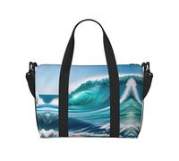 Bolsa de viaje cruzada de mano con ola de cielo claro, bolso de un solo hombro, bolsa de deporte y entrenamiento, bolsa de fin de semana, bolsa de noche, negro, talla única, Negro, One size