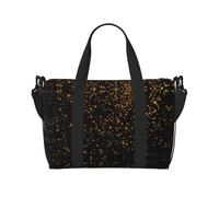Bolsa de viaje cruzada de mano con papel tapiz negro y dorado, bolso de un solo hombro, bolsa deportiva y de entrenamiento, bolsa de fin de semana, bolsa de noche, negro, talla única, Negro, One size