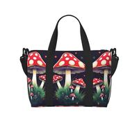 Bolsa de viaje cruzada de mano con setas mágicas, bolso de hombro único, bolsa de deporte y entrenamiento de fin de semana, bolsa de noche, negro, talla única, Negro, One Size