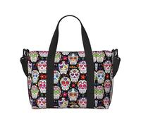Bolsa de viaje cruzada para adultos con diseño de calaveras de azúcar, adecuada para viajes, camping, picnics