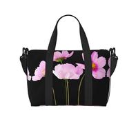 Bolsa de viaje cruzada para adultos con estampado de hojas rosas y flores, adecuada para viajes, camping, picnics