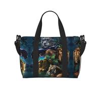 Bolsa de viaje cruzada para adultos, con estampado de leones de tigre y leopardo, adecuada para viajes, camping, picnics