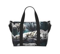 Bolsa de viaje cruzada para adultos con estampado de muchos tigres blancos, adecuada para viajes, camping, picnics