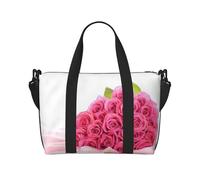 Bolsa de viaje cruzada para adultos con estampado de rosas rosadas, adecuada para viajes, camping, picnics
