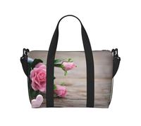Bolsa de viaje cruzada para adultos con estampado de rosas rosadas, adecuada para viajes, camping, picnics