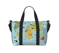 Bolsa de viaje cruzada para adultos con mapa del mundo, apta para viajes, camping, picnics