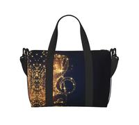 Bolsa de viaje cruzada para adultos con nota musical dorada con estrellas brillantes, ideal para viajes, camping, picnics