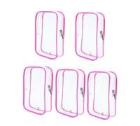 Bolsa de viaje de 5 cubos de equipaje para artículos de tocador, 1 cuarto de galón, bolsas de aseo transparentes para viajes, bolsa de líquido aprobada por la TSA, 3-1-1, rosa Flight Essentials para