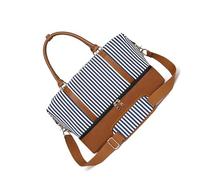 Bolsa de viaje de 60 litros para mujer, bolsa de fin de semana, bolsa de gimnasio deportiva con compartimento para zapatos, bolsa plegable resistente al agua para mujeres y hombres, a rayas, Black
