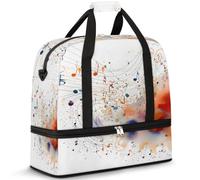 Bolsa de viaje de arte abstracto con notas musicales para mujeres y hombres, bolsas de fin de semana, bolsas plegables para húmedos, separadas, 47 L, bolsa de mano para deportes, gimnasio, yoga,