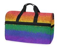 Bolsa de viaje de arte geométrico arcoíris para hombres, mujeres, niños, niñas y adolescentes, bolsa de gimnasio deportiva de gran tamaño con compartimento para zapatos, bolsa de entrenamiento para el