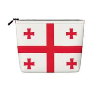 Bolsa de viaje de cáñamo falso con bandera de Georgia para mujer, bolsa de cosméticos de gran capacidad, organizador con cremallera para uso diario