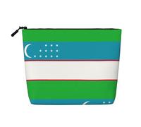 Bolsa de viaje de cáñamo falso con bandera de la República de Uzbekistán para mujer, bolsa de cosméticos de gran capacidad, organizador con cremallera para uso diario