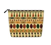 Bolsa de viaje de cáñamo falso con patrón africano tradicional bohemio para mujer, bolsa de cosméticos de gran capacidad, organizador con cremallera para uso diario