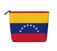 Bolsa de viaje de cáñamo falso de la bandera de Venezuela para mujer, bolsa de cosméticos de gran capacidad, organizador con cremallera para uso diario