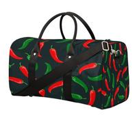 Bolsa de viaje de chile verde y rojo, bolsa de deporte de pimienta, bolsa de gimnasio, bolsa plegable para fin de semana, bolsa de noche, bolsa de equipaje para mujeres y hombres, Chili verde y rojo,