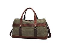 Bolsa de viaje de cuero de lona impermeable para hombre, bolsa de equipaje de mano, bolsa grande de mano vintage para hombre, bolsa de fin de semana grande para noche, Un solo color, Deep Green