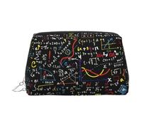 Bolsa de viaje de cuero de primera calidad con estampado de fórmula matemática con bolsa portátil impermeable abierta plana, Silver, Talla única