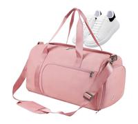 Bolsa de viaje de deporte, bolsa de viaje y deporte, bolsa de viaje de viaje, bolsa de viaje de fin de semana con compartimentos para zapatos y ropa húmeda para hombre y mujer al acampar, rosa y