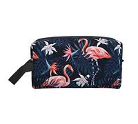 Bolsa de viaje de elefante, bolsa de aseo grande, bolsa de cosméticos, estuche de lápices, organizador multifunción, bolsa de almacenamiento, hojas de flamenco, 5
