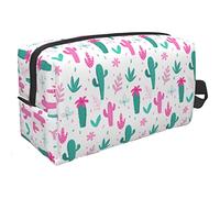 Bolsa de viaje de elefante, bolsa de aseo grande, bolsa de cosméticos, estuche de lápices, organizador multifunción, bolsa de almacenamiento, diseño de cactus y flores de selva
